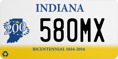 IN license plate 580MX