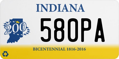 IN license plate 580PA