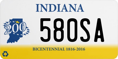 IN license plate 580SA