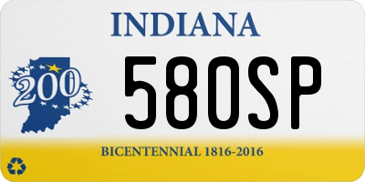 IN license plate 580SP