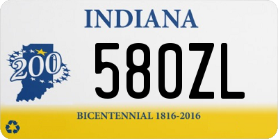 IN license plate 580ZL