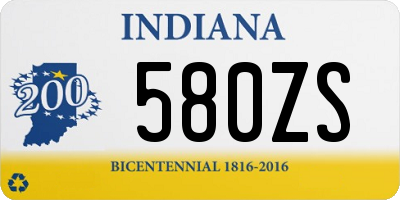 IN license plate 580ZS