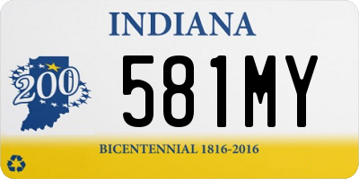 IN license plate 581MY
