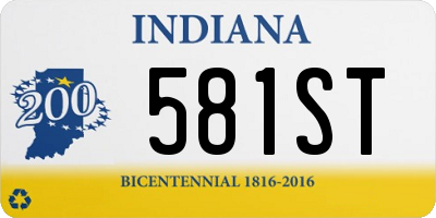 IN license plate 581ST