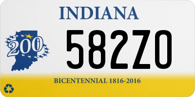 IN license plate 582ZO