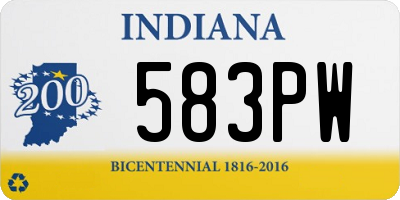 IN license plate 583PW