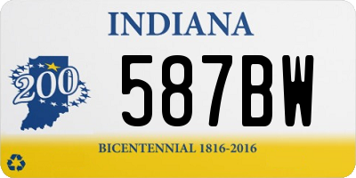 IN license plate 587BW