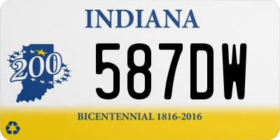 IN license plate 587DW