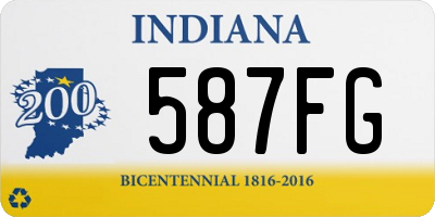 IN license plate 587FG