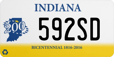 IN license plate 592SD
