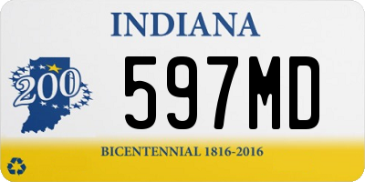 IN license plate 597MD