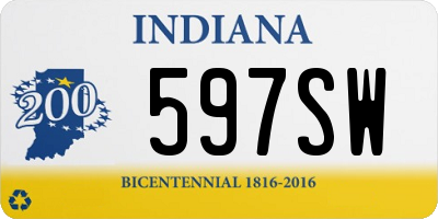 IN license plate 597SW