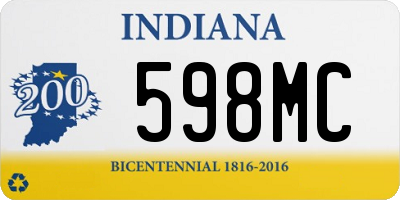 IN license plate 598MC