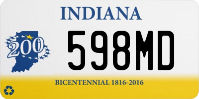 IN license plate 598MD