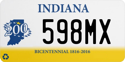 IN license plate 598MX