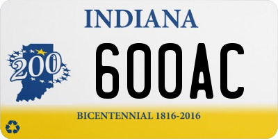 IN license plate 600AC