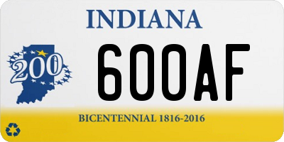 IN license plate 600AF