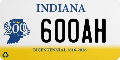 IN license plate 600AH