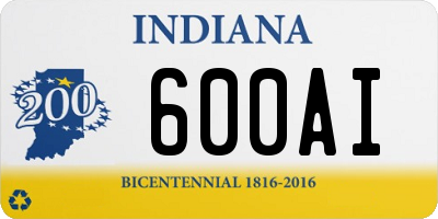 IN license plate 600AI