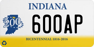 IN license plate 600AP