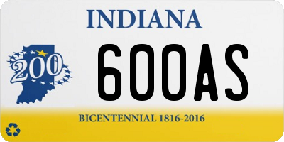 IN license plate 600AS
