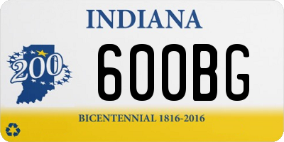 IN license plate 600BG