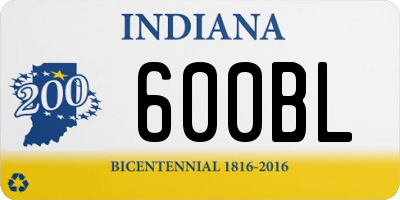IN license plate 600BL