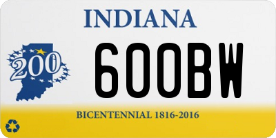 IN license plate 600BW