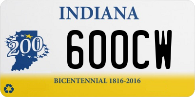 IN license plate 600CW