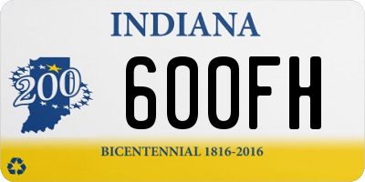 IN license plate 600FH