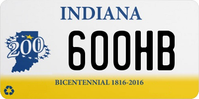 IN license plate 600HB