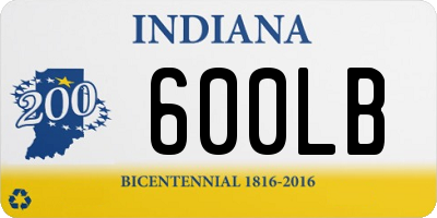 IN license plate 600LB