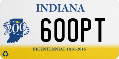 IN license plate 600PT