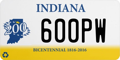 IN license plate 600PW