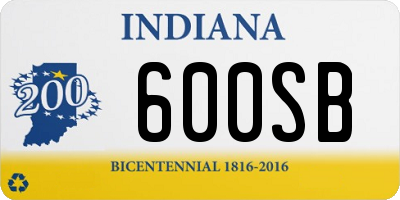 IN license plate 600SB
