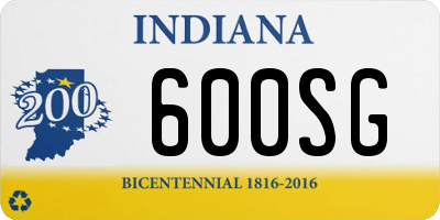 IN license plate 600SG