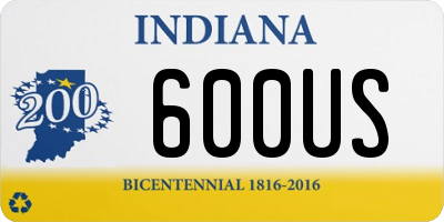 IN license plate 600US