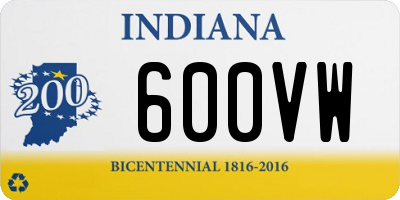 IN license plate 600VW