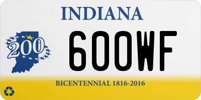 IN license plate 600WF