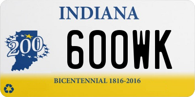 IN license plate 600WK