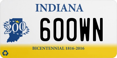 IN license plate 600WN