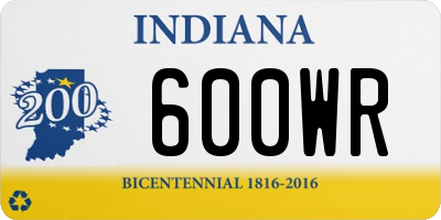 IN license plate 600WR