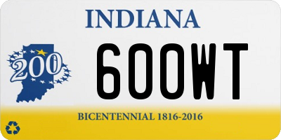 IN license plate 600WT