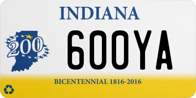 IN license plate 600YA