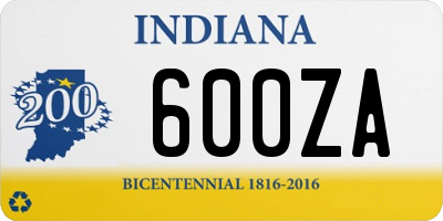 IN license plate 600ZA