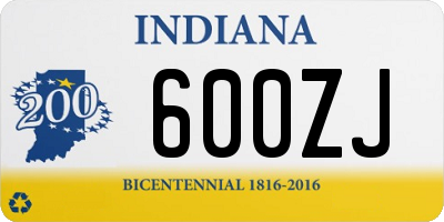 IN license plate 600ZJ