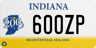 IN license plate 600ZP