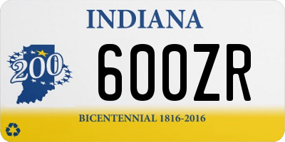 IN license plate 600ZR