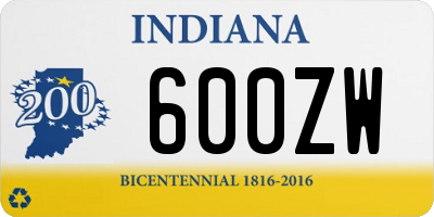 IN license plate 600ZW