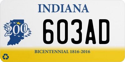 IN license plate 603AD